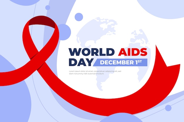 Fondo plano dibujado a mano del día mundial del sida