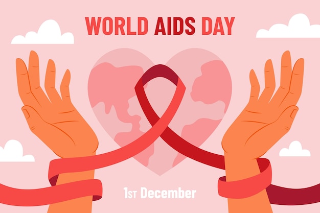 Vector gratuito fondo plano dibujado a mano del día mundial del sida
