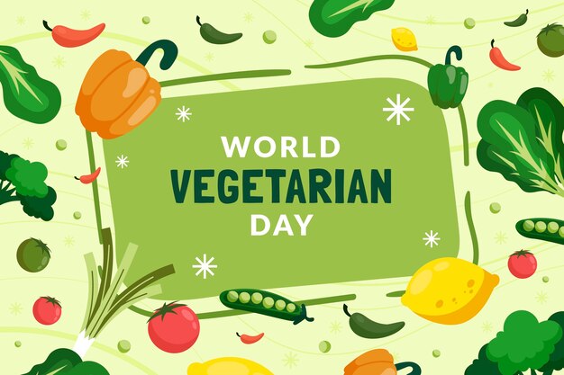 Fondo plano dibujado a mano del día mundial vegetariano