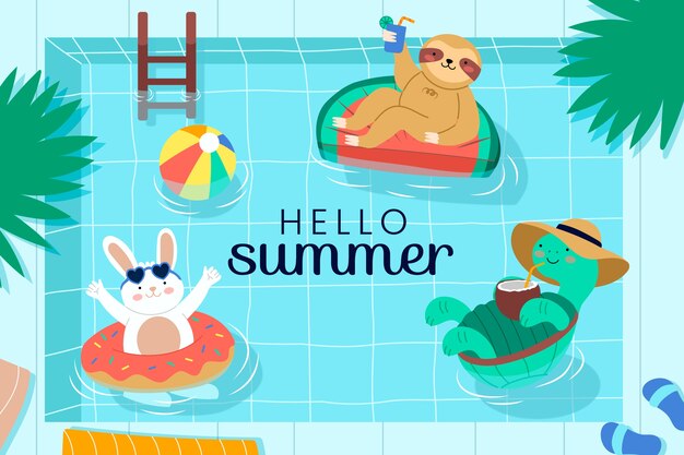 Fondo plano dibujado a mano de verano