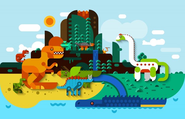 Fondo plano de dinosaurio
