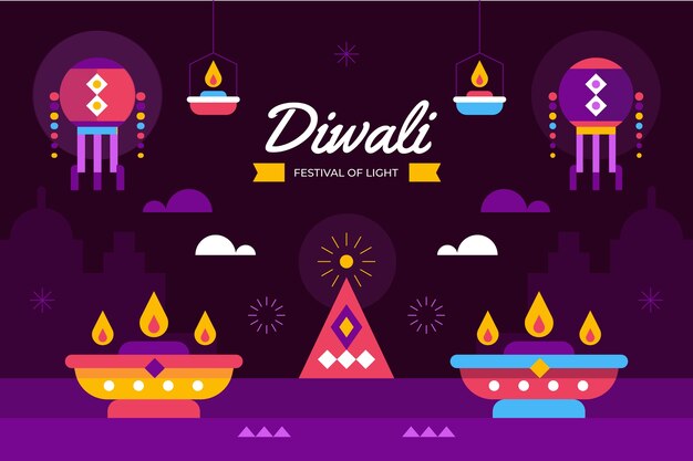 Vector gratuito fondo plano de diwali