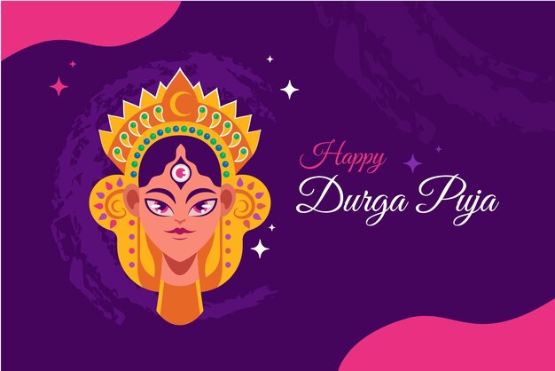 Vector gratuito fondo plano de durga puja