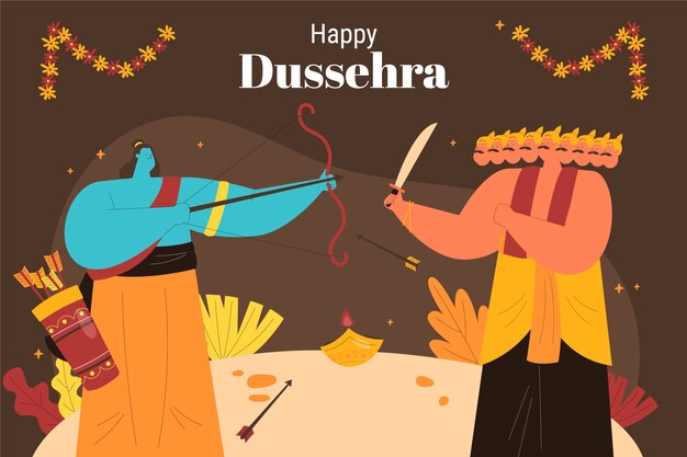 Vector gratuito fondo plano dussehra