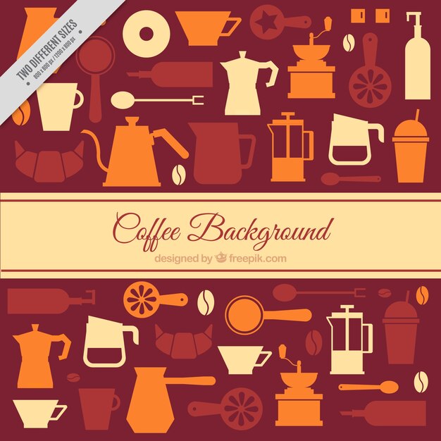 Fondo plano con elementos decorativos de café