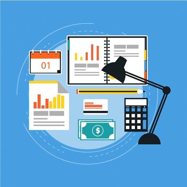 Vector gratuito fondo plano con elementos de negocios