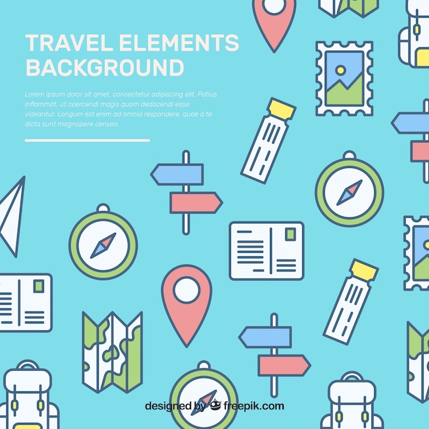 Fondo plano elementos viaje