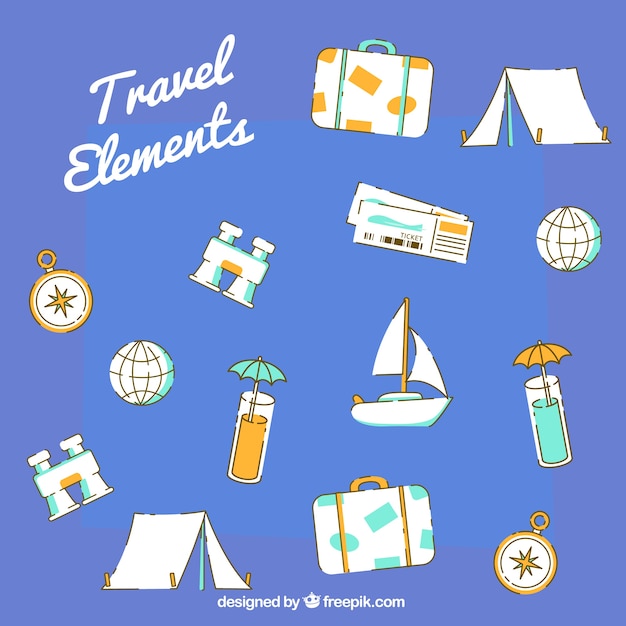 Fondo plano elementos viaje