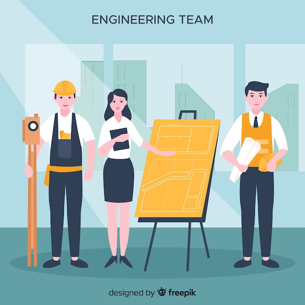 Vector gratuito fondo plano equipo de ingenieros