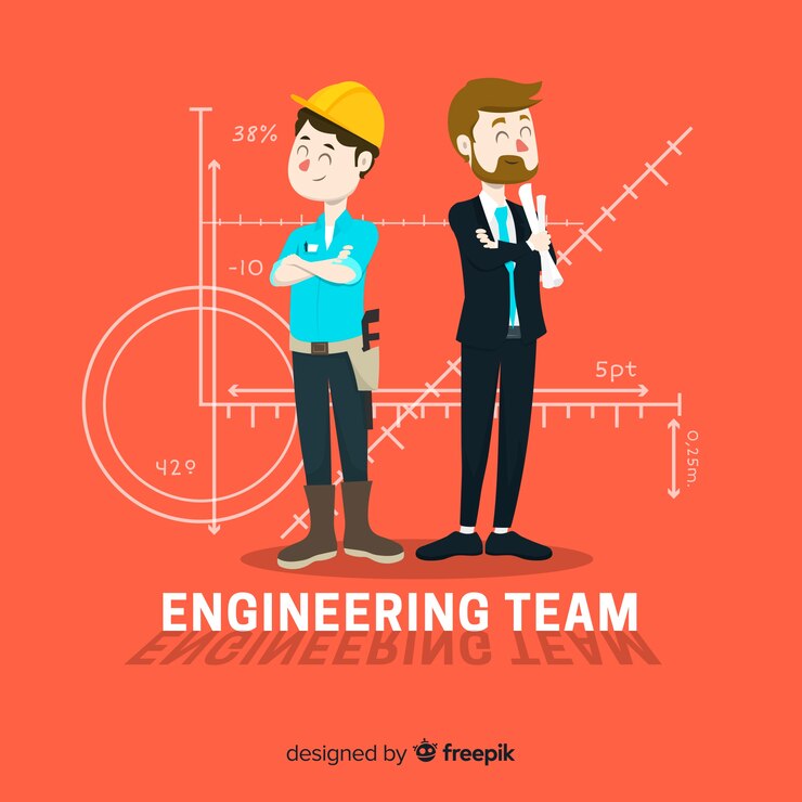 Vector gratuito fondo plano equipo de ingenieros