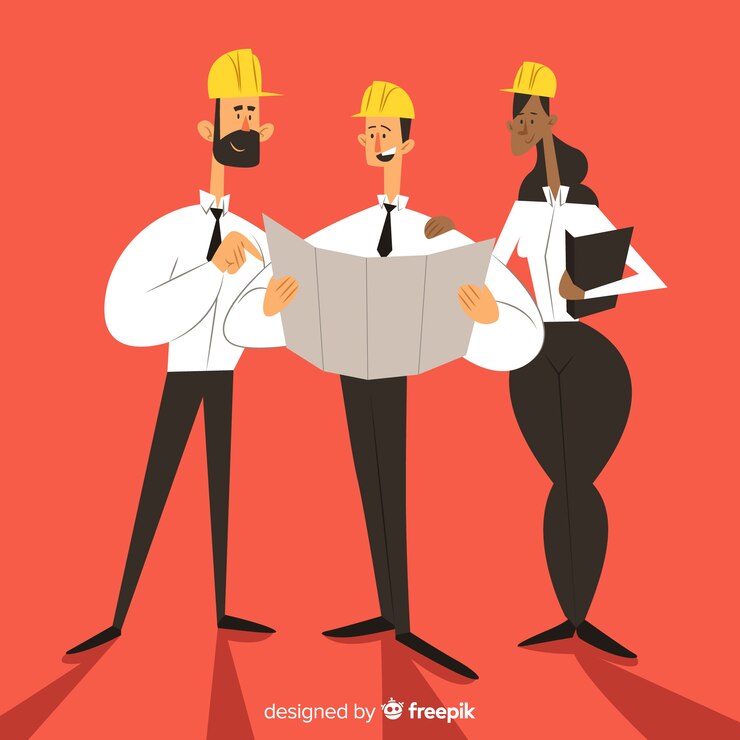 Vector gratuito fondo plano equipo de ingenieros