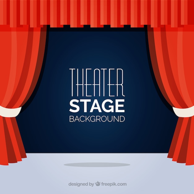 Vector gratuito fondo plano de escenario de teatro con cortinas rojas