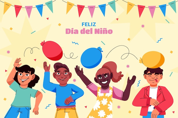 Fondo plano en español para la celebración del día de los niños