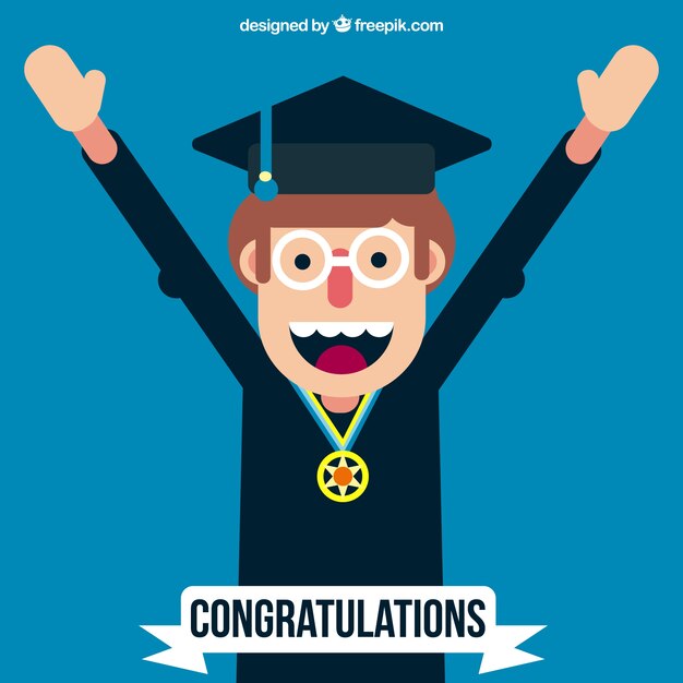 Fondo plano de estudiante celebrando su graduación