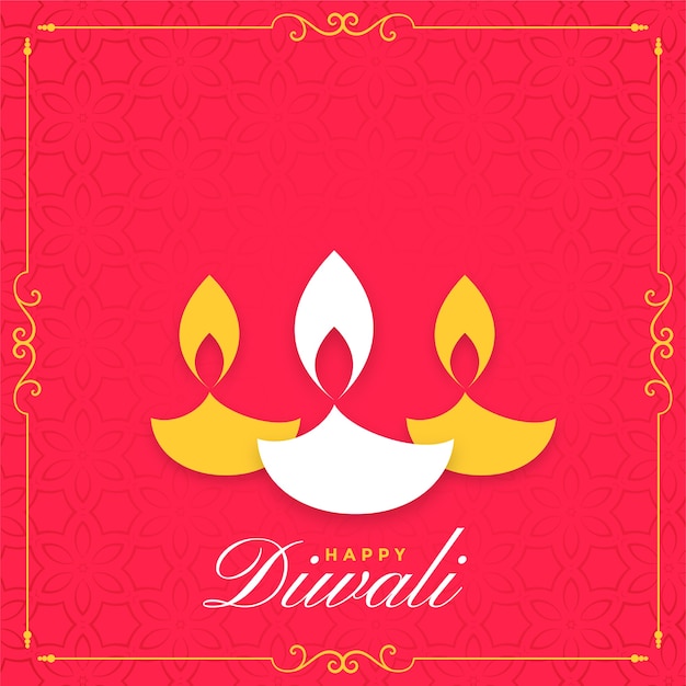 Fondo plano feliz diwali con tres diya