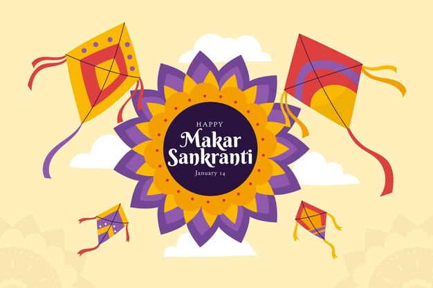 Fondo plano feliz makar sankranti
