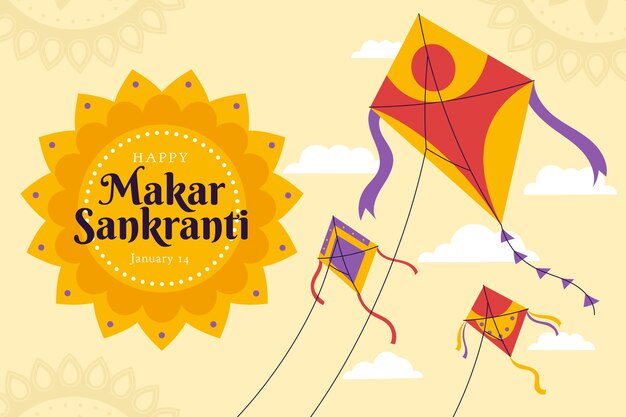 Fondo plano feliz makar sankranti