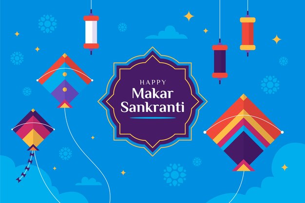 Fondo plano feliz makar sankranti