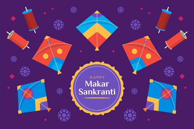 Fondo plano feliz makar sankranti