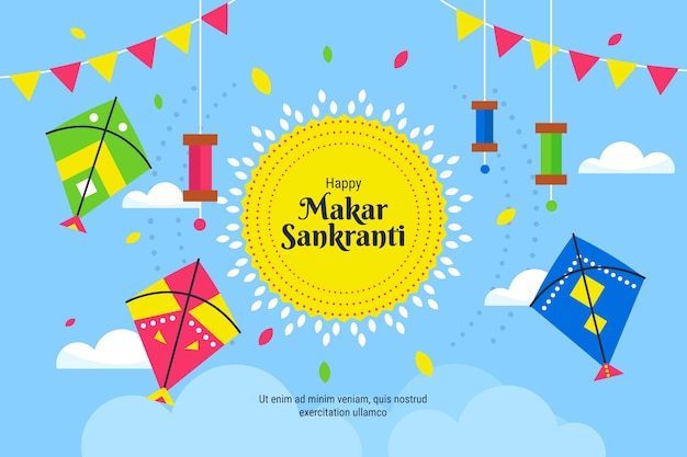 Fondo plano feliz makar sankranti