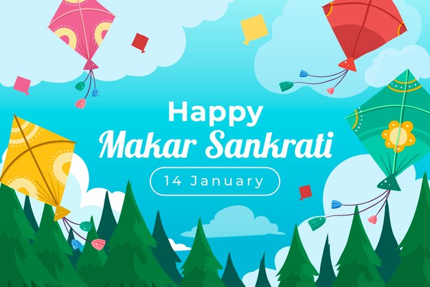 Vector gratuito fondo plano feliz makar sankranti