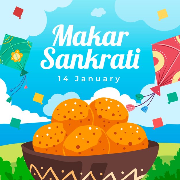 Fondo plano feliz makar sankranti