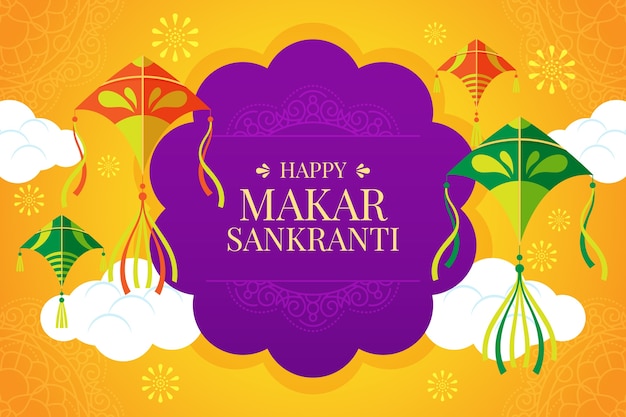 Fondo plano feliz makar sankranti