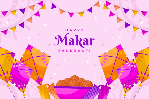 Vector gratuito fondo plano feliz makar sankranti