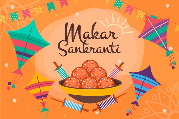 Fondo plano feliz makar sankranti