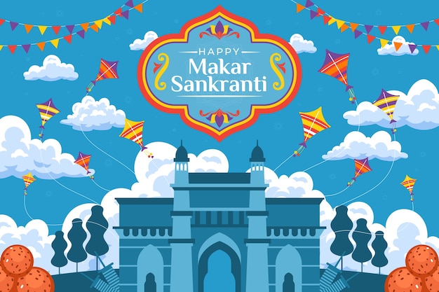 Fondo plano feliz makar sankranti