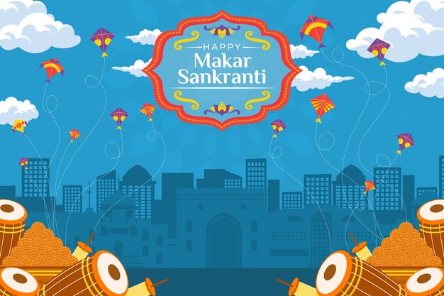 Fondo plano feliz makar sankranti
