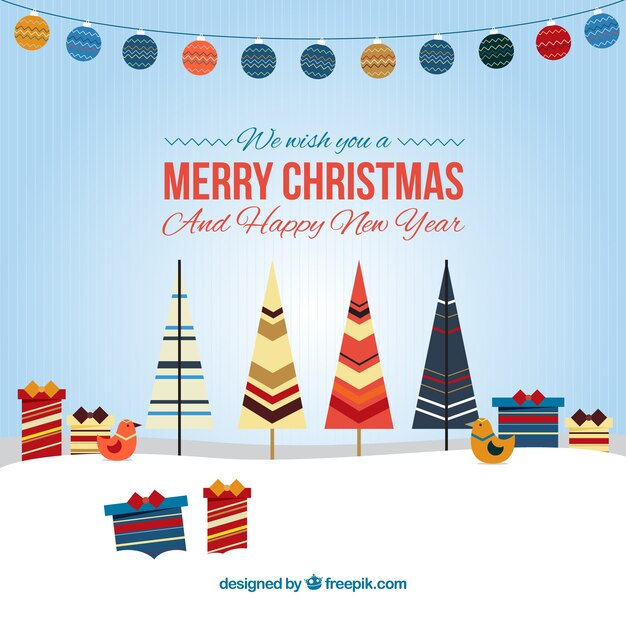 Fondo plano de feliz navidad y año nuevo