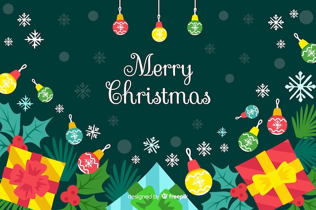 Fondo plano feliz navidad con regalos