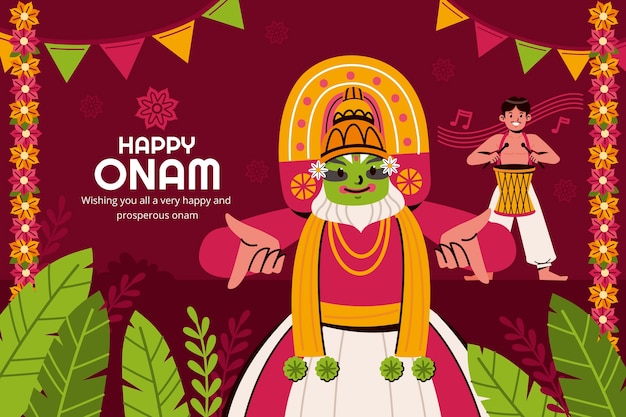 Fondo plano feliz onam