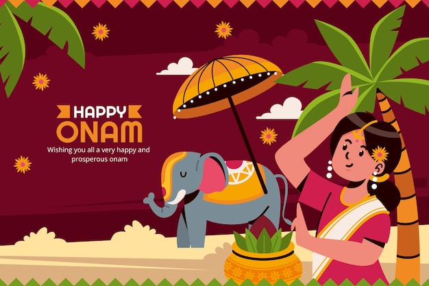 Vector gratuito fondo plano feliz onam