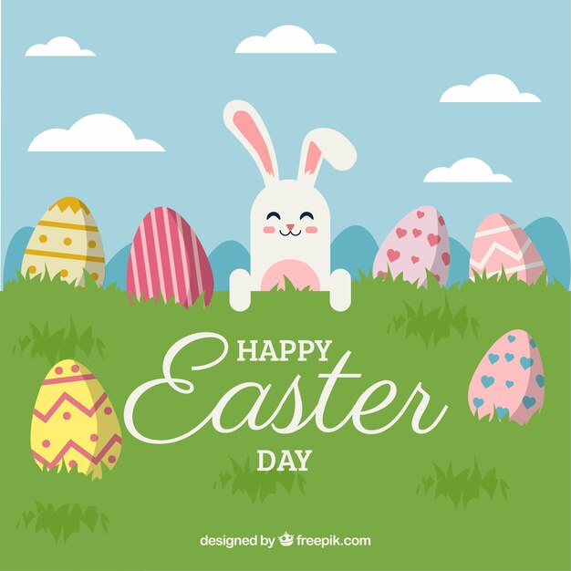 Fondo plano de feliz pascua