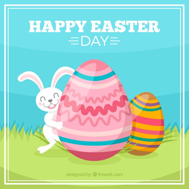 Fondo plano de feliz pascua