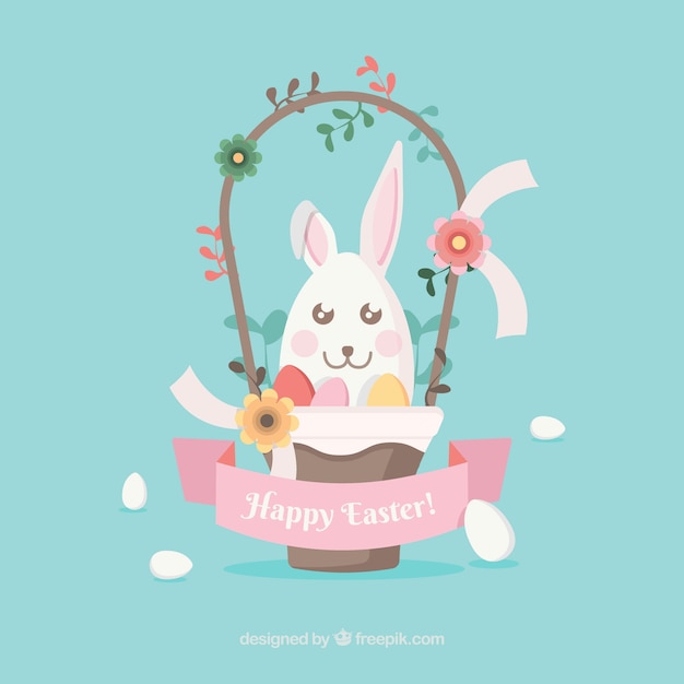 Vector gratuito fondo plano de feliz pascua