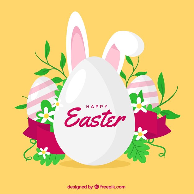 Fondo plano de feliz pascua