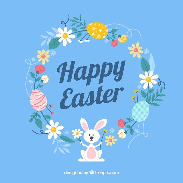 Fondo plano de feliz pascua