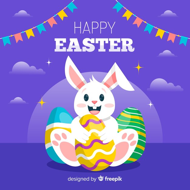 Fondo plano de feliz pascua