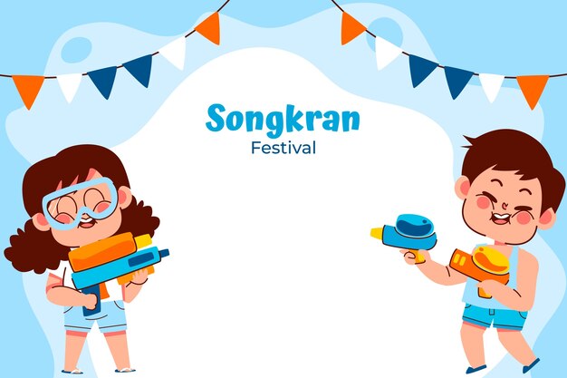 Fondo plano para el festival del agua de songkran