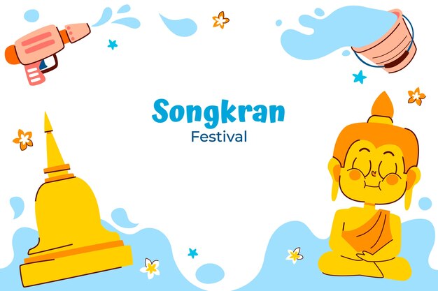 Fondo plano para el festival del agua de songkran