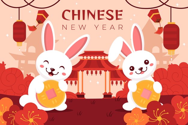 Fondo plano para el festival del año nuevo chino