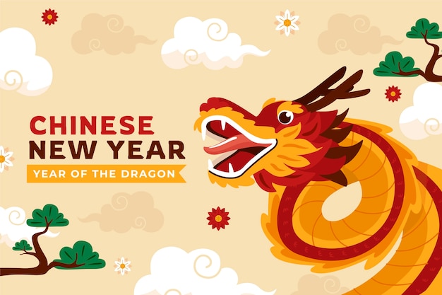 Fondo plano para el festival del año nuevo chino