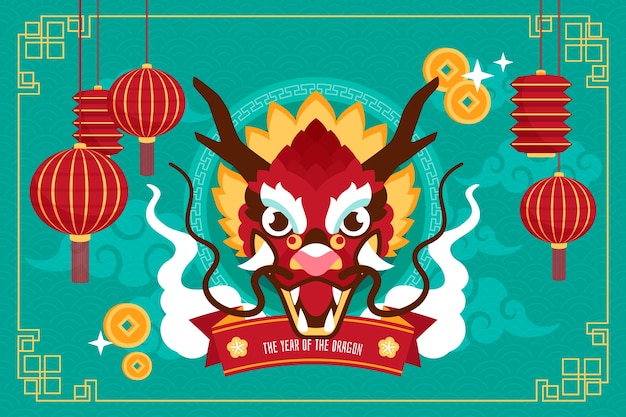 Fondo plano para el festival del año nuevo chino