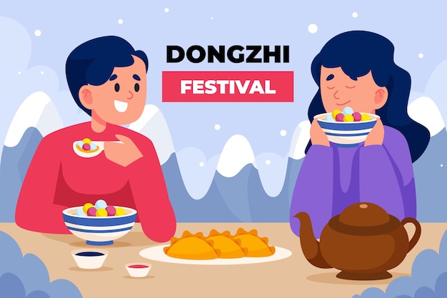 Vector gratuito fondo plano del festival dongzhi