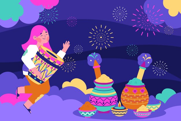 Fondo plano de festival holi