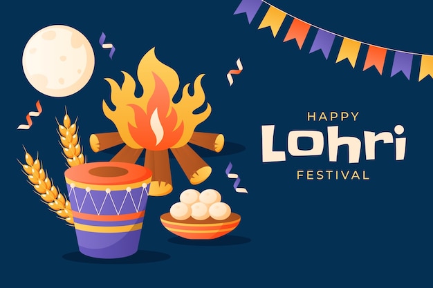 Vector gratuito fondo plano festival lohri