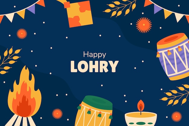 Vector gratuito fondo plano festival lohri